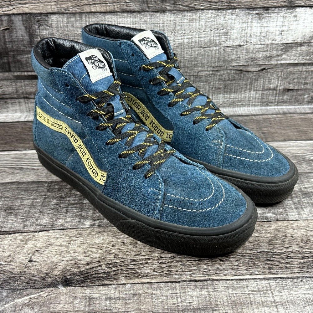 Vans Sk8-Hi Parks Project Shoes Mens Size 9 Blue Suede High Top Skate Sneakers